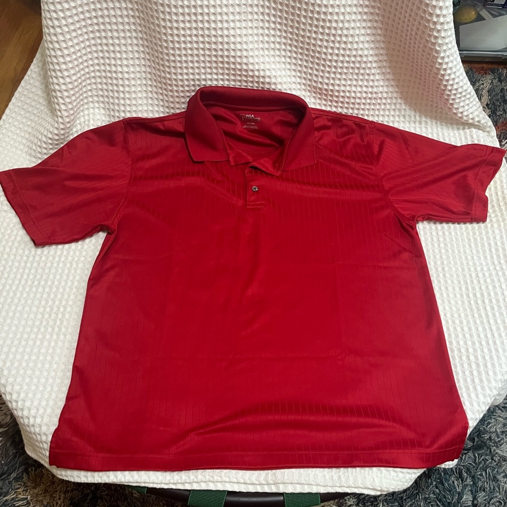 PGA TOUR Men's Red Polo Shirt Golf Shirt